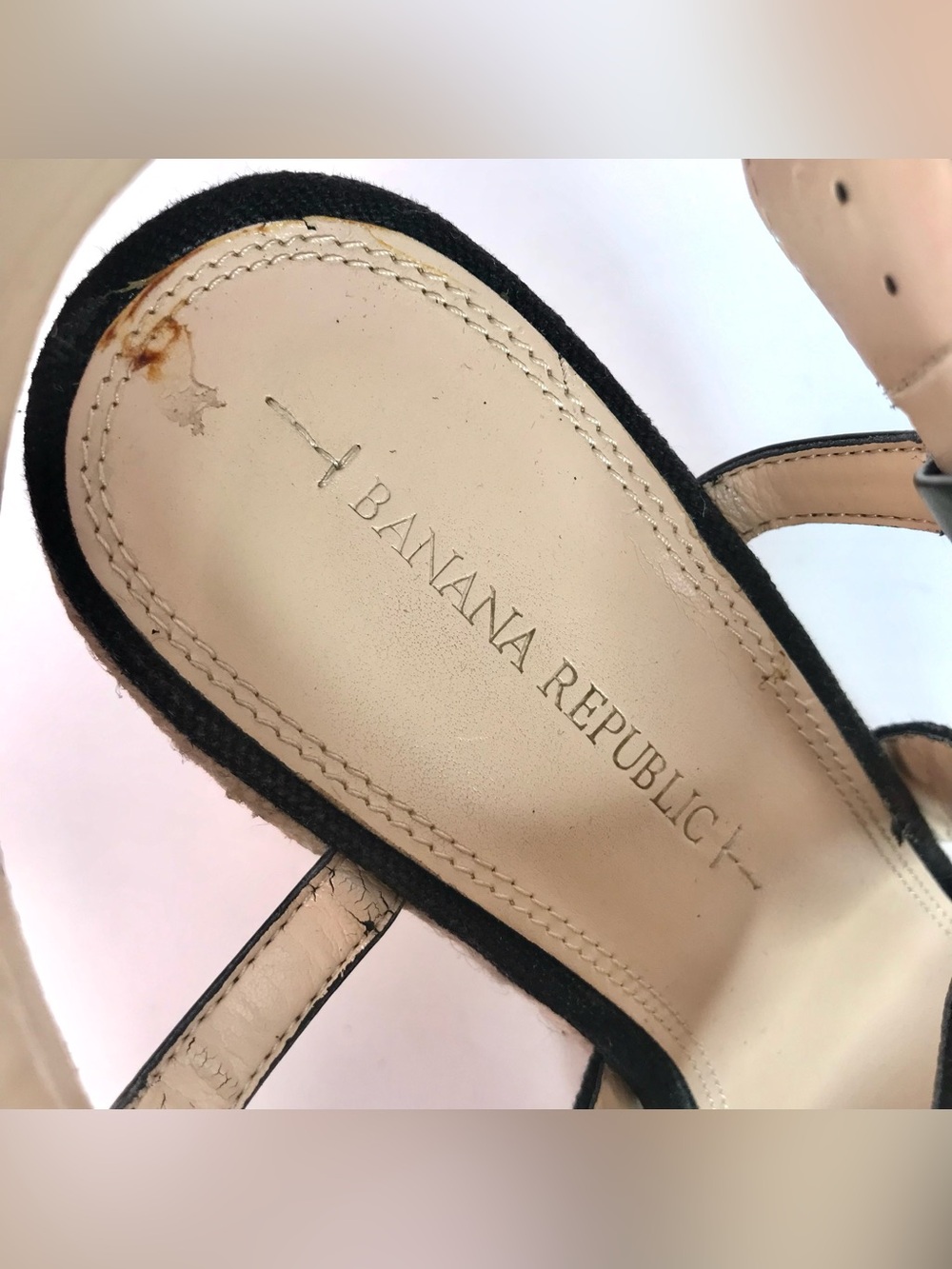 BANANA REPUBLIC TECLA Black Canvas Sz 9 Espadrille Wedge Crossover Ankle Strap - Picture 13 of 16